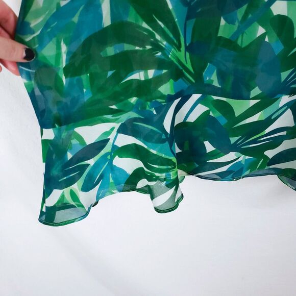 Cabi Tropical Slip Dress Womens M Green Resort Flounce Hem Chiffon Vacation - Picture 5 of 9